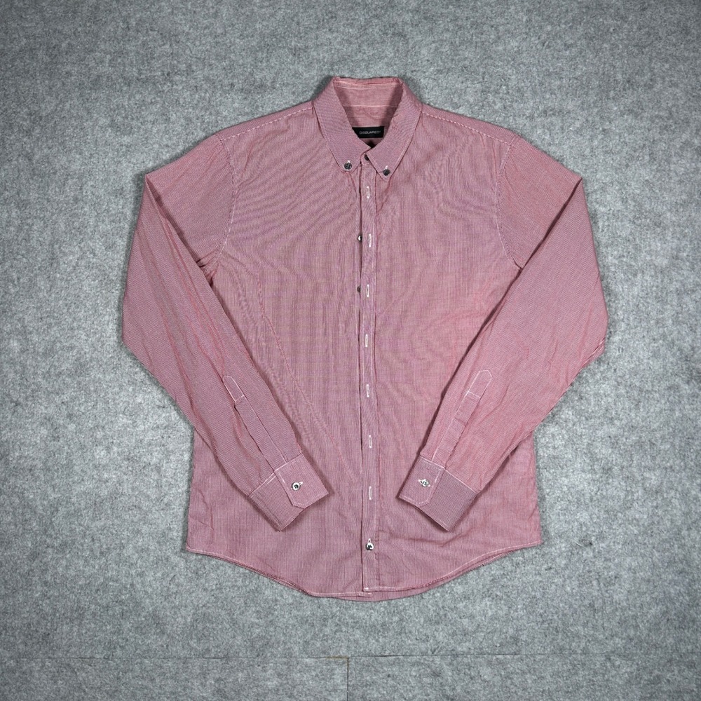 DSQUARED2 Shirt Mens 48 Red Gingham Button Down Slim Fit‎ Made In Italy